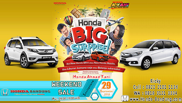 Weekend Sale Honda Bandung Free Voucher @29 Sept 2018